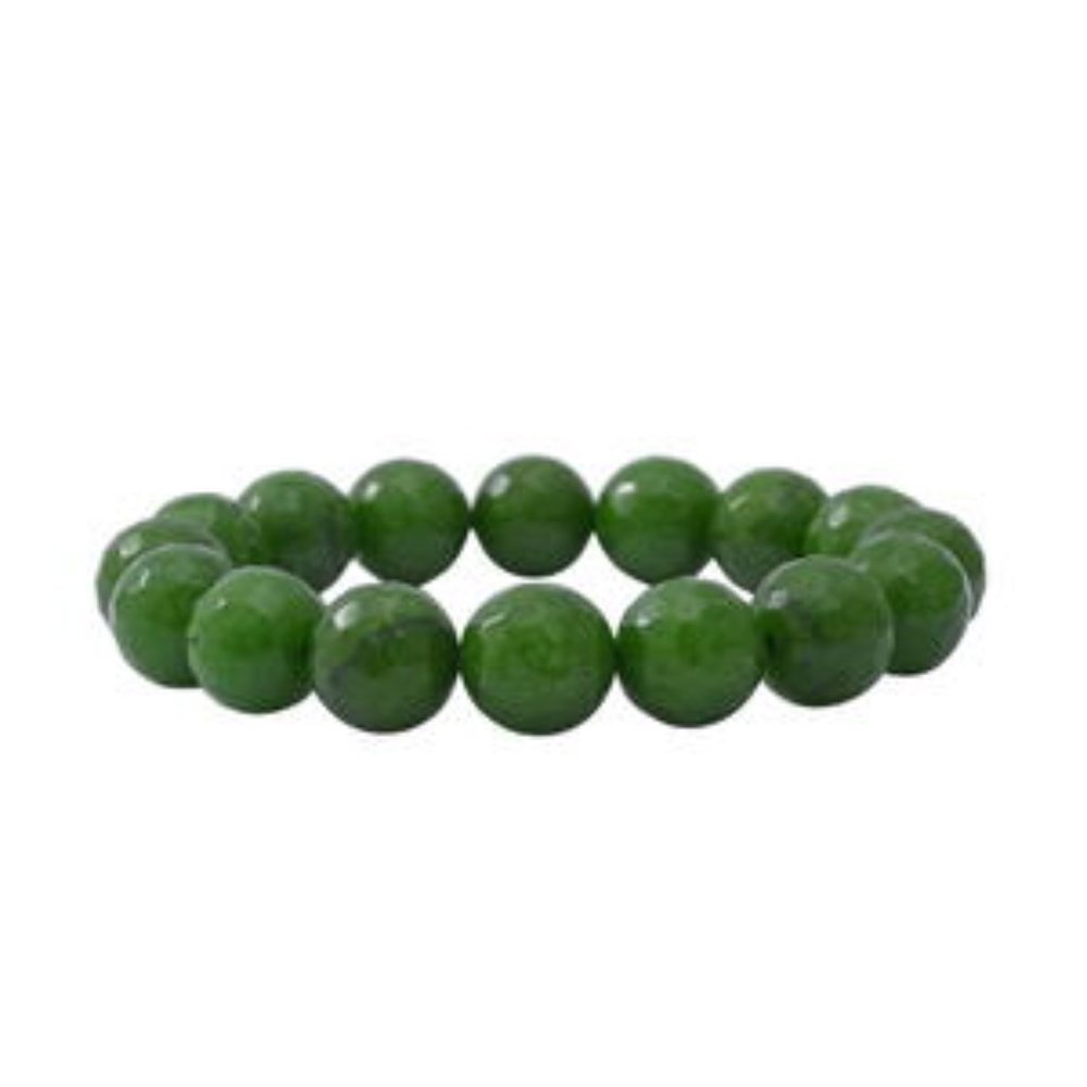 Green Chalcedony 12mm rounds Beaded Bracelet 125.00 ctw size 2 inches